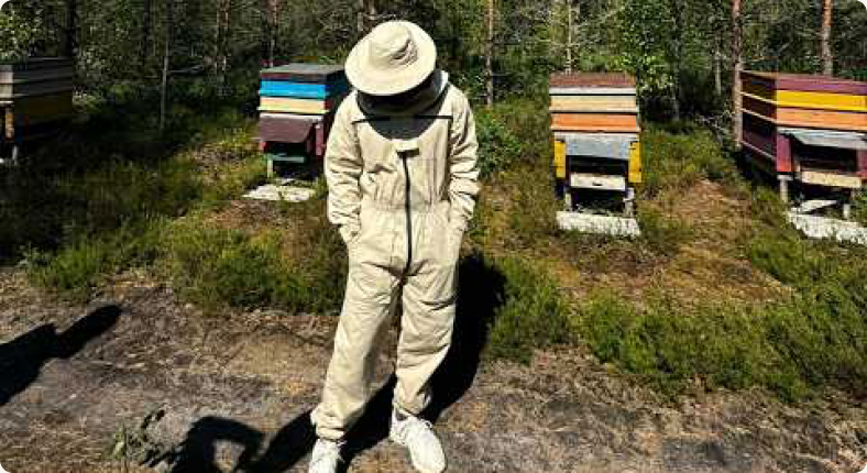 Beekeeper at the Divine Nectar hives